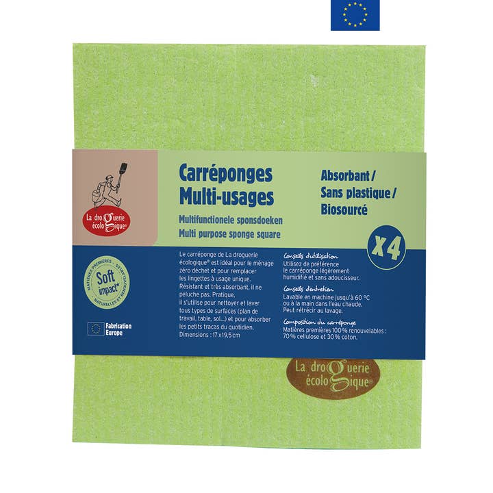 Washable Compostable Cellulose Sponge Cloth - La Droguerie for wholesale by Ecodis - Grand Beau