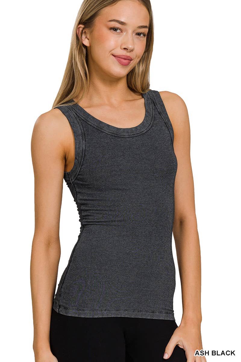 DEEP SKY  `.Washed Ribbed Scoop Neck Tank Top for wholesale on Faire2