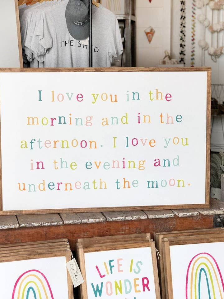 I Love You In The Morning Wood Sign for wholesale by The Shed Interiors