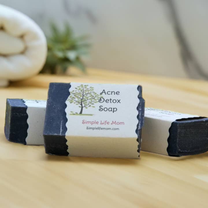 Simple Life Mom - Wholesale Bar Soap - CHARCOAL TEA TREE SOAP -acne charcoal soap, black soap, deep cleanse, clear skin soap