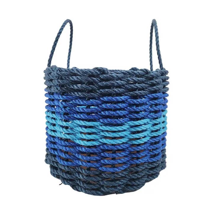 Little Salty Rope - Wholesale Basket - Five Stripe Rope Storage Basket Navy Blue, Blue, Light Blue2