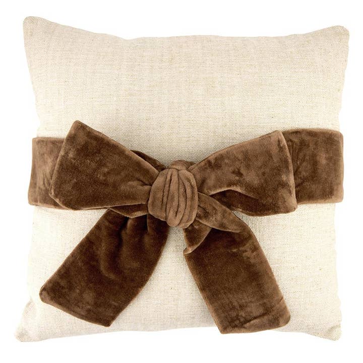 Santa Barbara Design Studio by Creative Brands - Wholesale Throw/Decorative Pillow - Velvet Bow Pillow - Light Brown