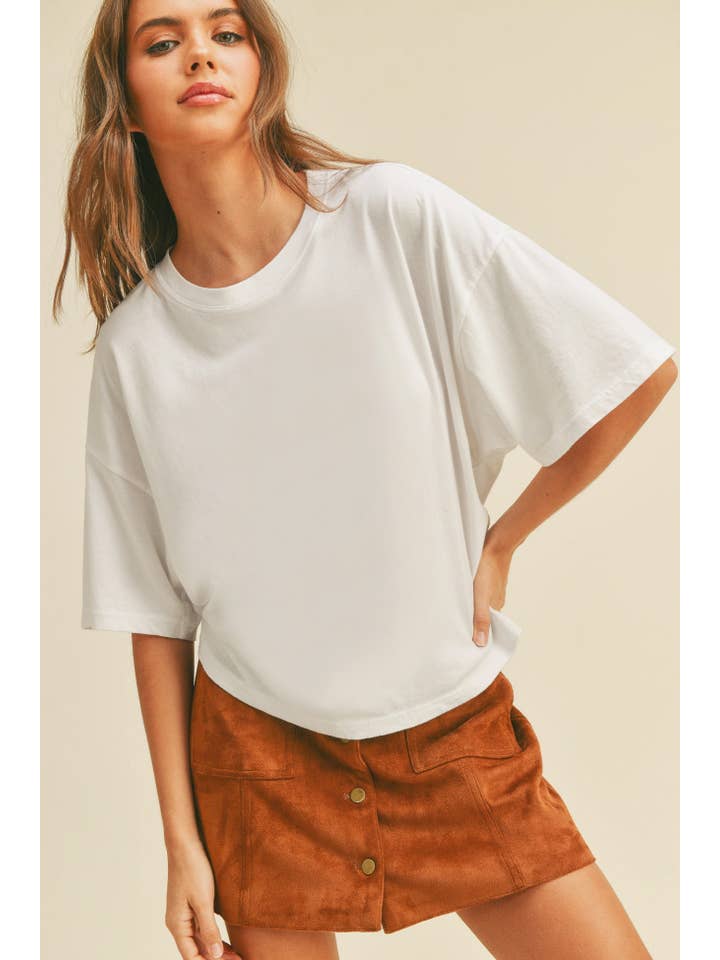 Honestee - Wholesale T-Shirt (Graphic) - Women's - Blank Long Cropped Short Sleeve T-Shirt