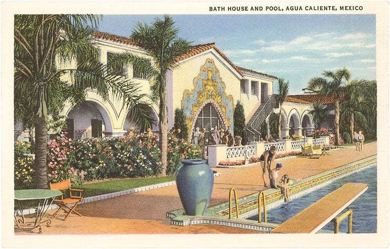 Found Image Press - Wholesale Stationery/Notecard Set - Greeting Card MX-194 Swimming Pool, Agua Caliente, Tijuana, 0