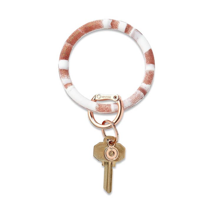 Silicone Big O® Key Ring - Rose Gold Marble for wholesale by Oventure
