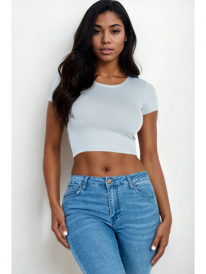 CAPELLA APPAREL - Wholesale Knit Top - Women's - Short Sleeve Roundneck Crop Top25