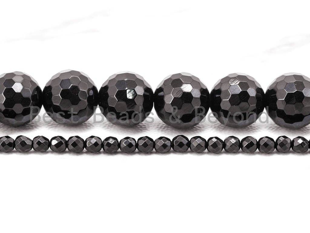 BestBeads&Beyond - Wholesale Beads - Wholesale Quality Faceted Shinny Black Onyx Beads-2mm/3mm/4mm/6mm/8mm/10mm/12mm/14mm/18mm/20mm- Black Onyx Beads,15.5" Full Strand, SKU#Q41