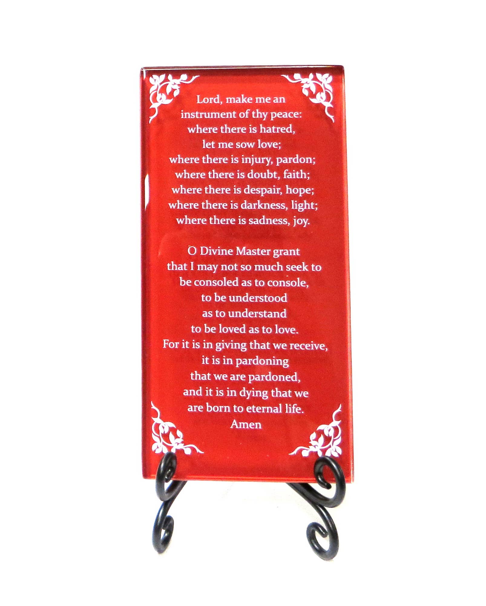 Lifeforce Glass, Inc. - Wholesale Plaque - Inspirational Glass Plaque - The Prayer Of St. Francis6