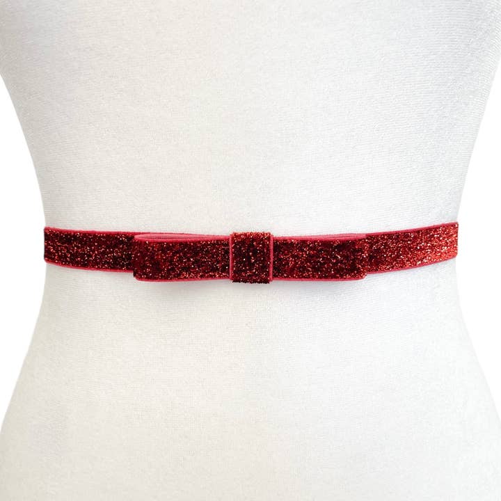 Melissa Velia - Wholesale Belt - Women's - Sparkle Bow Belt | 10 Colors | Elastic Belt | 1/2” Belt0