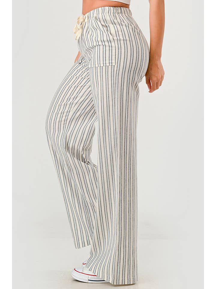 REDFINCH APPAREL INC - Wholesale Pants - Women's - Womens Linen Drawstring Straight Leg Pants