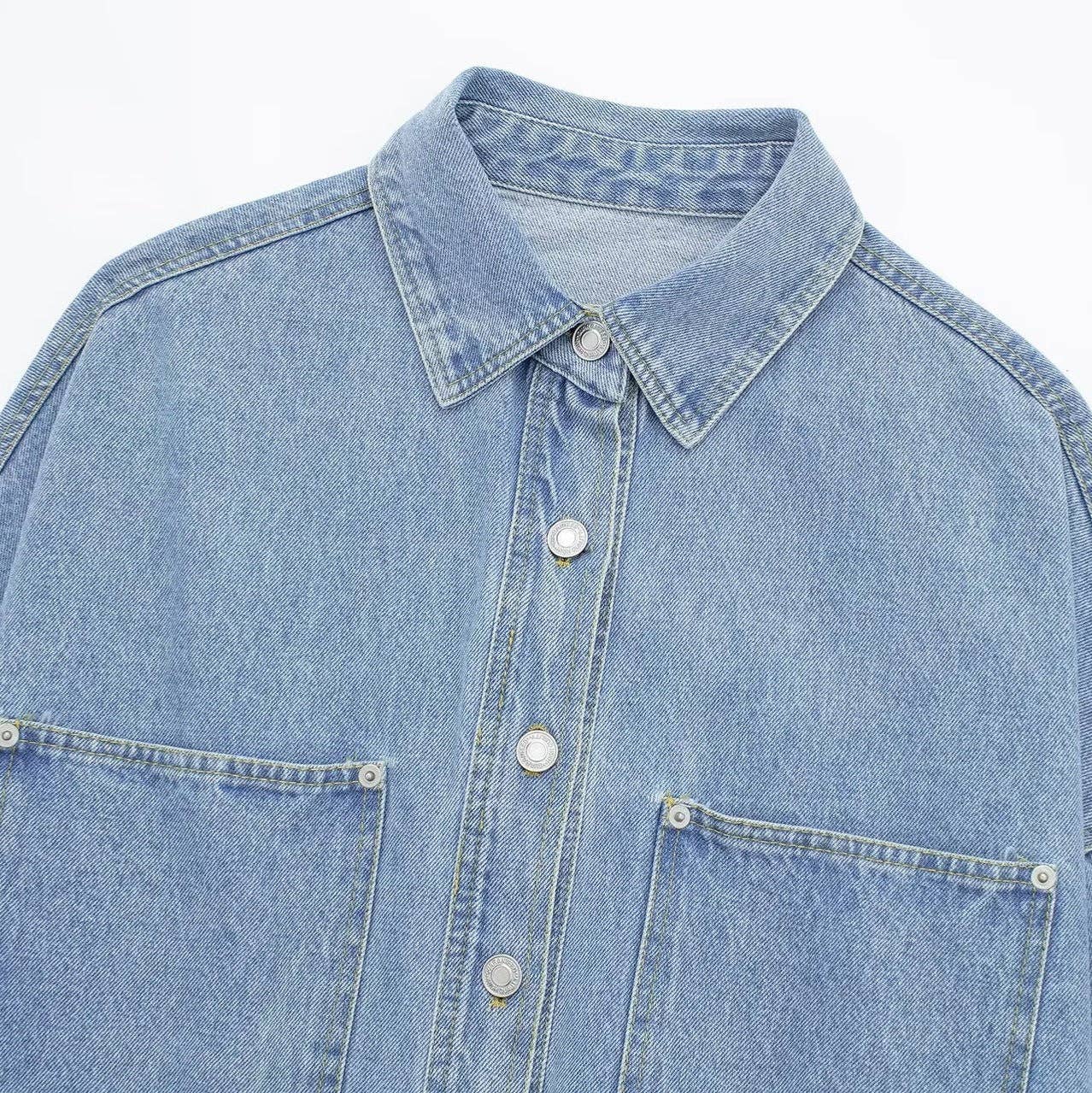 As Shown European Summer Denim Shirt Jacket  Chic  Cool for wholesale on Faire1