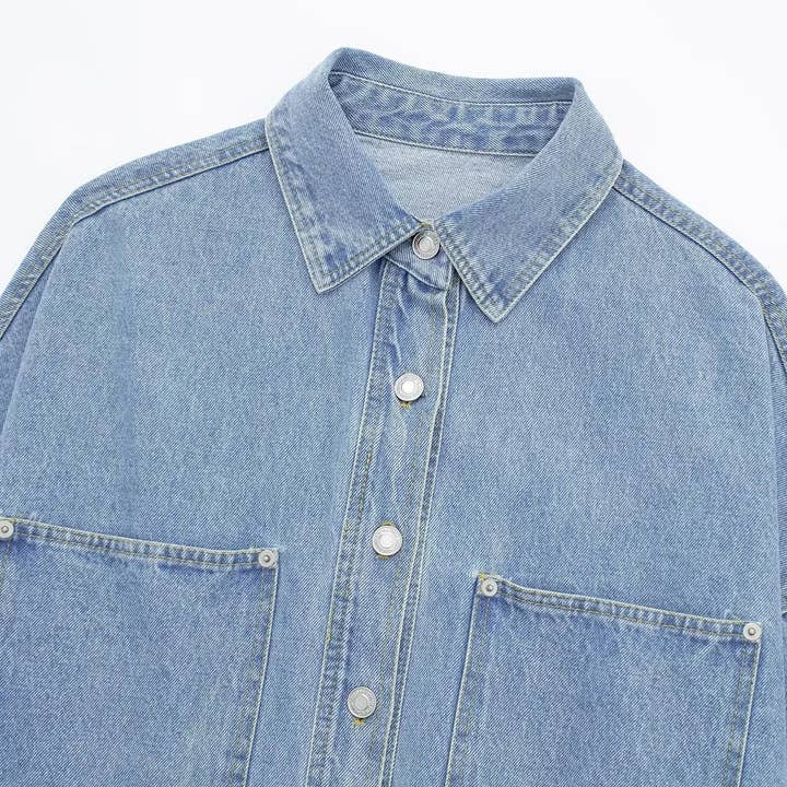 As Shown European Summer Denim Shirt Jacket Chic Cool for wholesale on Faire1