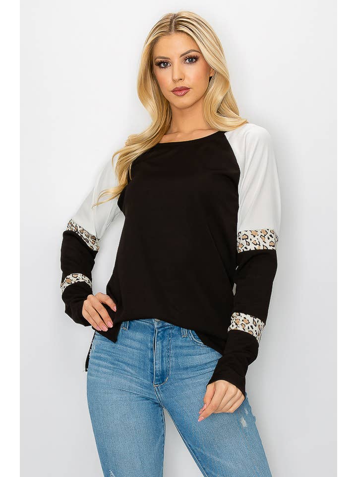 ePretty - Wholesale Tunic - Women's - G4-TP2153 Ribbed Leopard Color Block Long Sleeve Top27