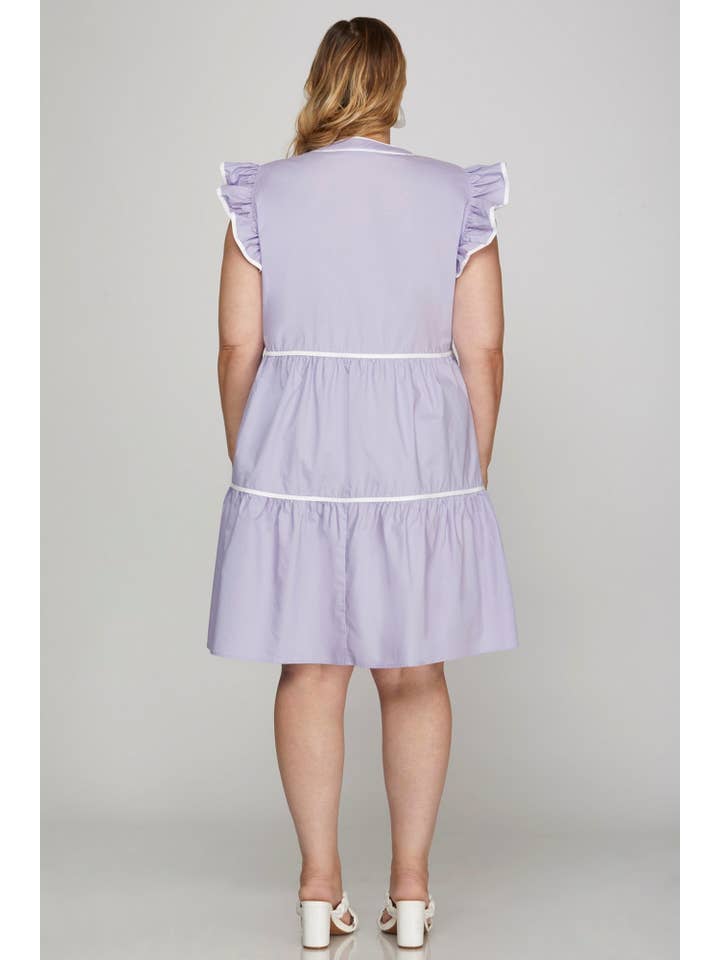 Peace Love Line - Wholesale Dress - Women's - PL5650 PLUS - PLUS - TIERED WOVEN DRESS