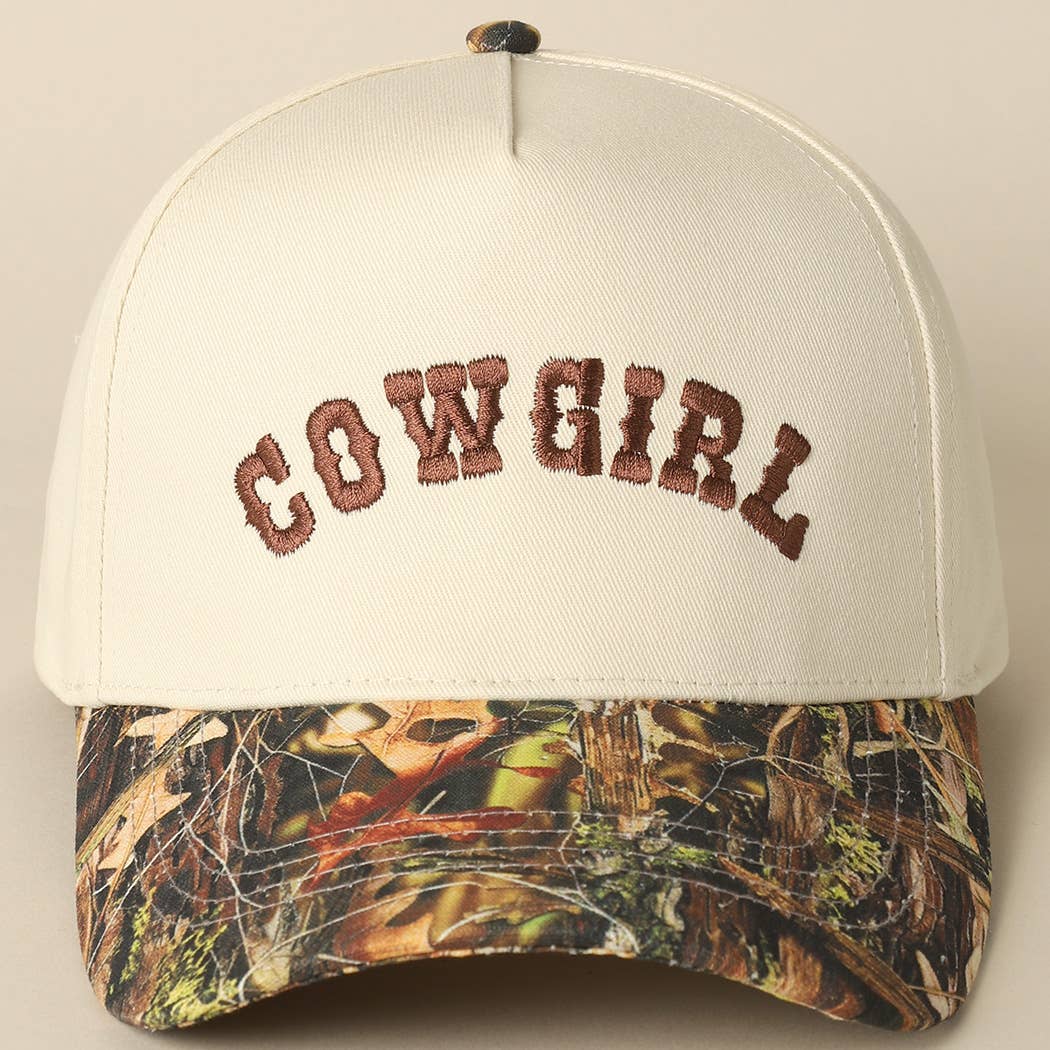 Fashion City - Wholesale Trucker Hat - Unisex - COWGIRL Lettering Embroidery Camo Two-Tone Cap20