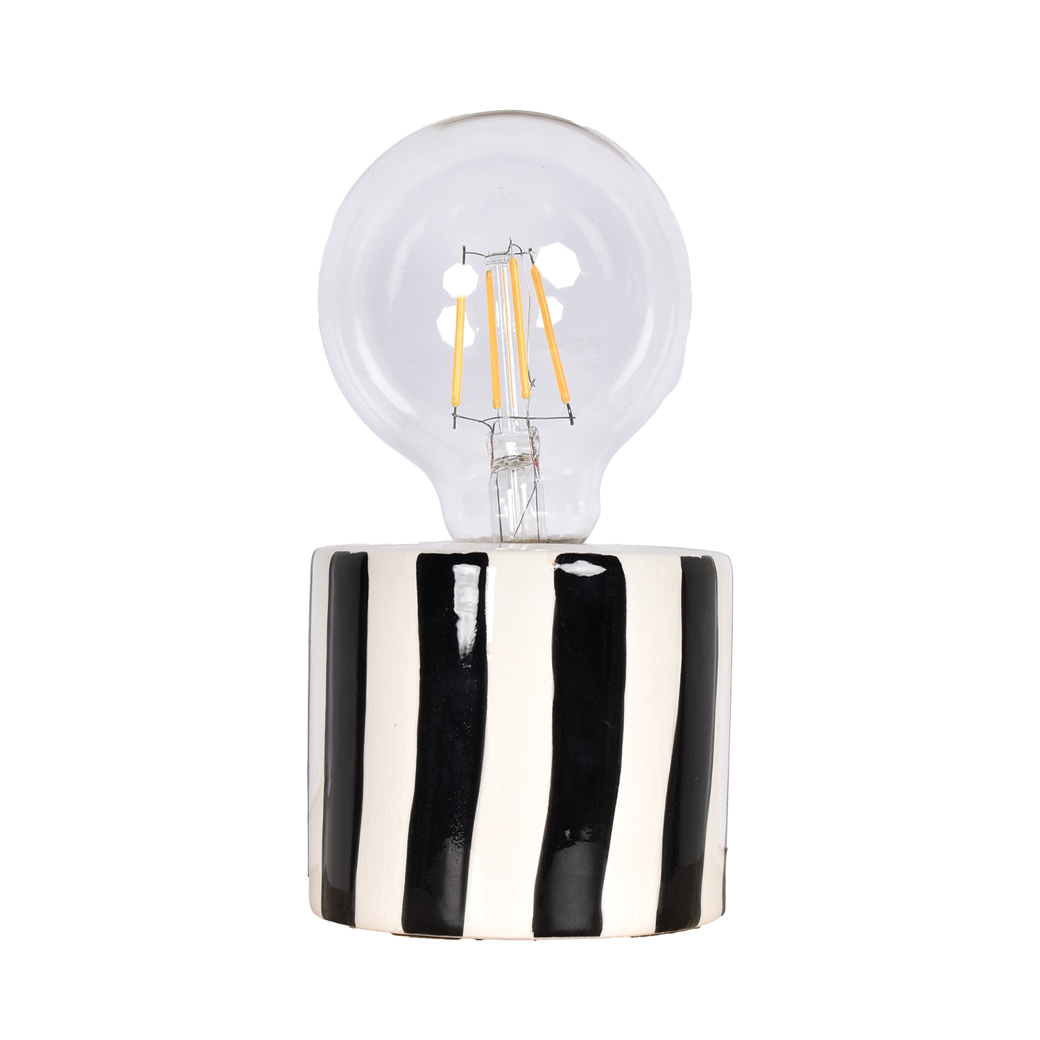 Opjet Paris - Venta al por mayor Lámparas decorativas/de escritorio - Lámpara decorativa LED con rayas negras, con pilas, D8,8 x A17,5 cm0