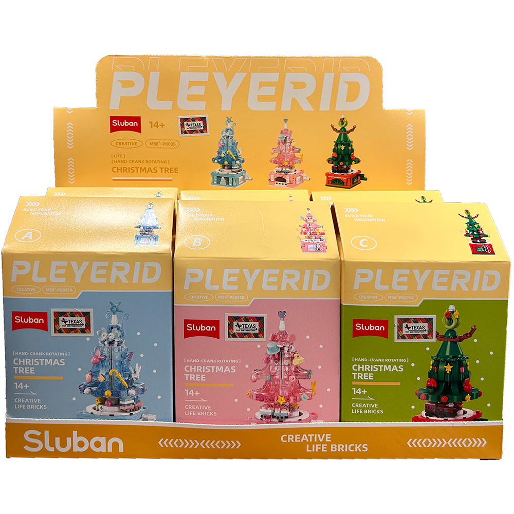 Texas Toy Distribution - Vente Jeu construction – enfant - Présentoir de 6 jouets de construction en briques rotatives en forme de sapin de Noël0