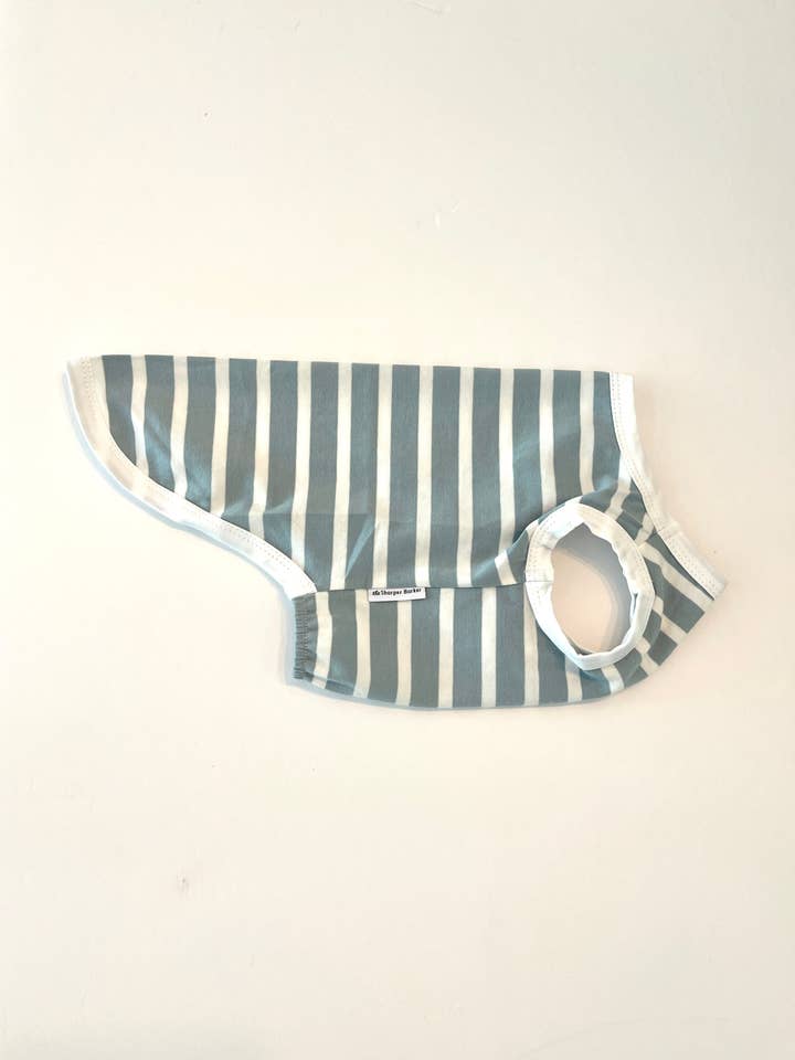 Blue & White Striped Dog Shirt for wholesale by The Sharper Barker