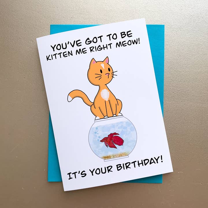 Stone Donut Design, LLC – postal de parabéns por atacado – Você tem que ser o cartão de aniversário do trocadilho Kitten Me7