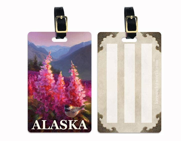 Whitworth Gallery - Wholesale Luggage Tag - Alaska Landscape Luggage Tag with Mountains and Wildflowers1