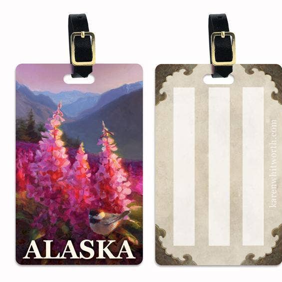 Whitworth Gallery - Wholesale Luggage Tag - Alaska Landscape Luggage Tag with Mountains and Wildflowers1