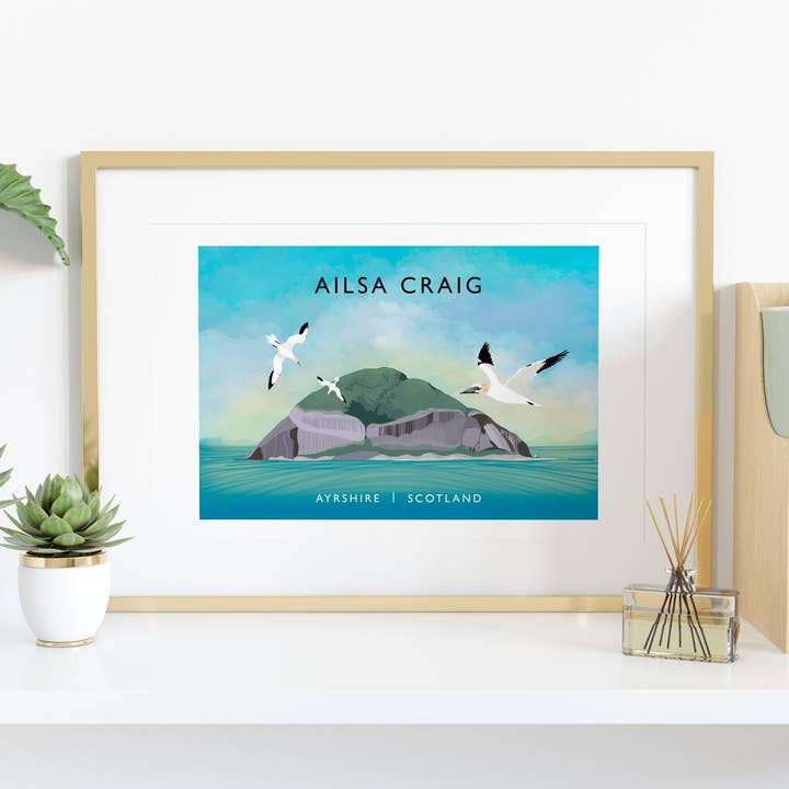 Galloway Arts - Wholesale Art Print - Ailsa Craig | Scottish Travel Poster | Ayrshire | Scottish Landscape | Wall Art | Quality Giclee Art Print signed by the Artist2