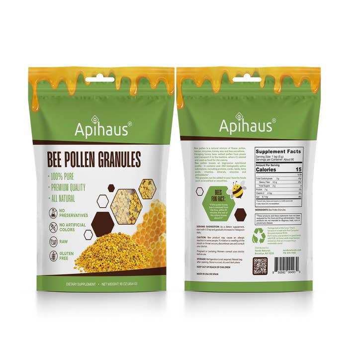 Vando Naturals - Wholesale Protein/Superfood Powder - Bee Pollen Granules 1 lb Pouch3