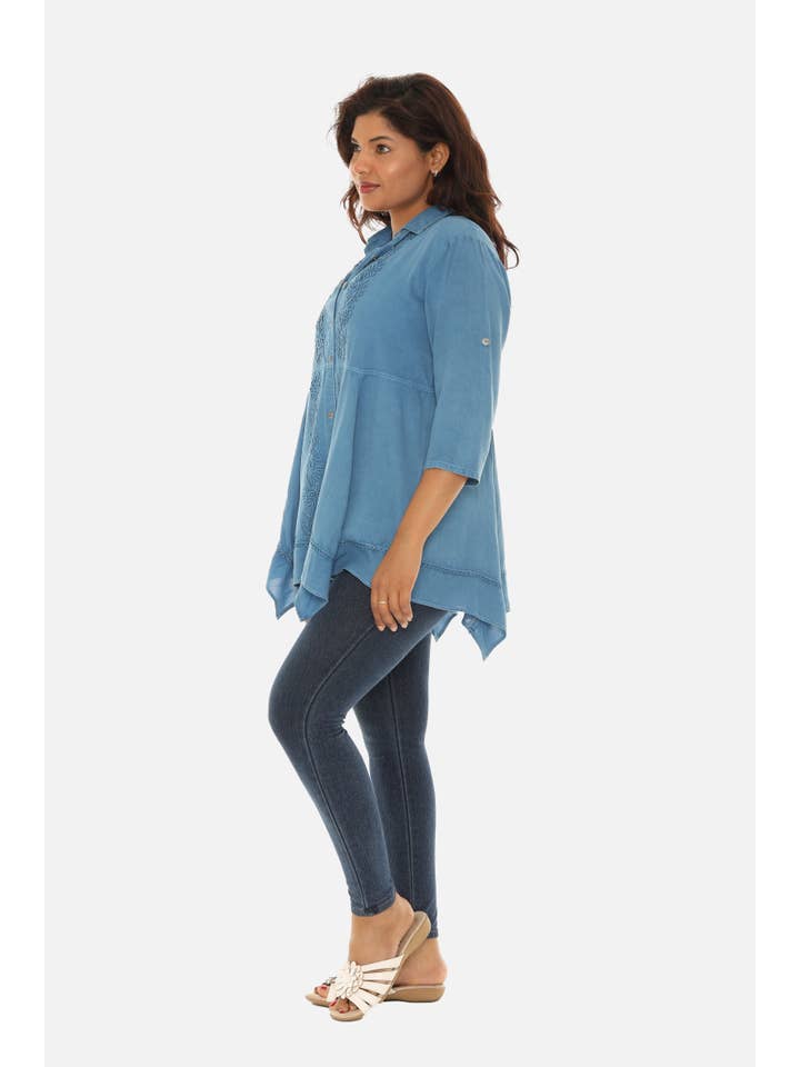 Shoreline Wear. INC - Wholesale Tunic - Women's - Women Buttton Down Embroidery Tunic