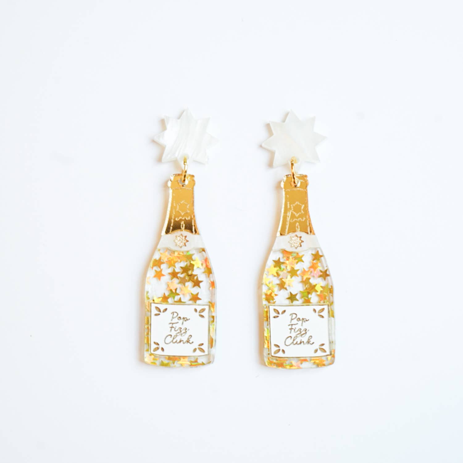 Hazel & Ollie - Wholesale Dangle Earrings - Champagne Bottle Glitter Earrings6