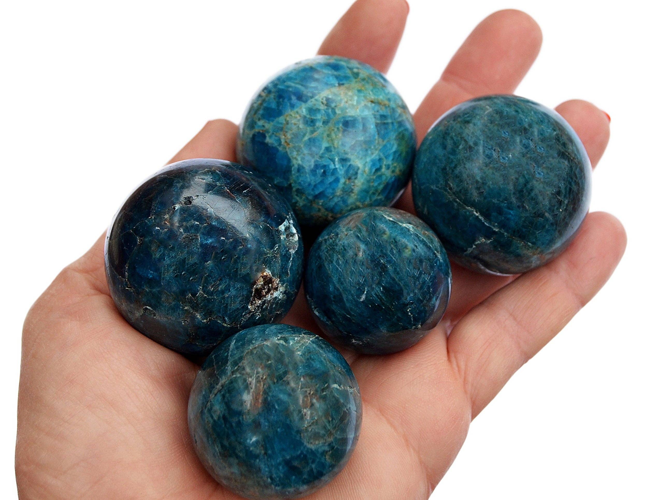 Kaia & Crystals – wholesale Spiritual stone/crystal – Blue Apatite Sphere Stone (25mm - 45mm) - Crystal Ball1