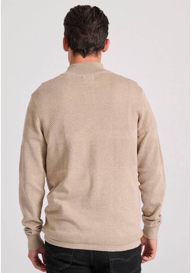 Funky Buddha - Vendita all'ingrosso Maglione tricot - Uomo - Pullover da uomo con mezza zip e motivo a cialda10