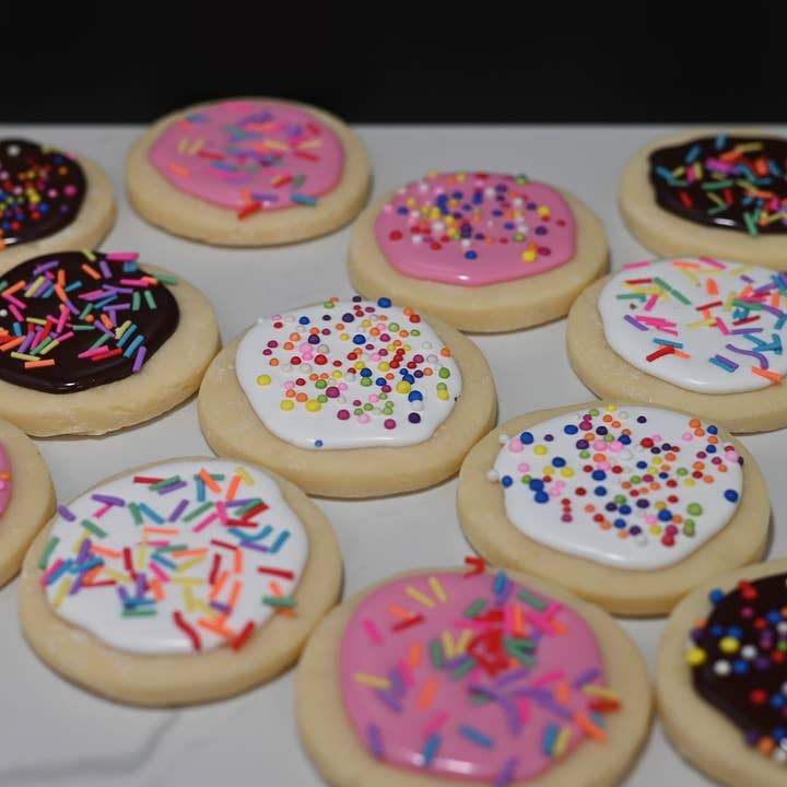 Just Dough It! Fake Foods - Wholesale Decorative Tabletop Object - Fake Frosted Sugar Cookies with Sprinkles - Set of 121
