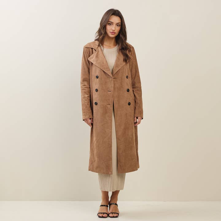 Trench coat in camoscio vegano per la vendita all'ingrosso da parte di Able
