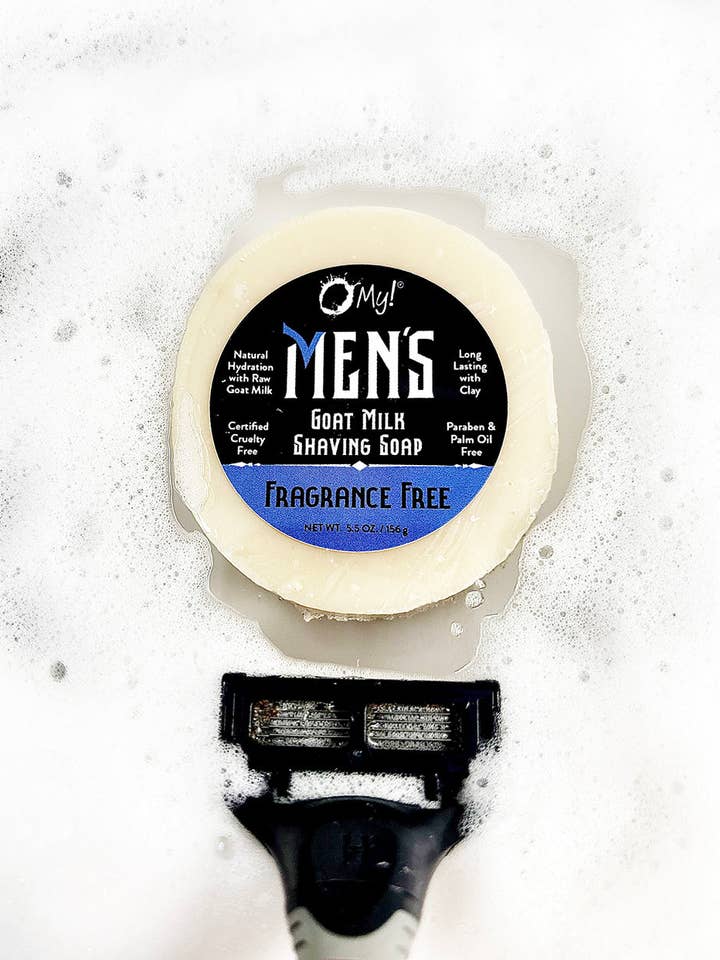 O mai ! Savon à raser au lait de chèvre | Sans parabens et plus | Beurre de karité et vitamine E | Fabriqué à la main aux États-Unis pour la vente par O My! Bath and Body