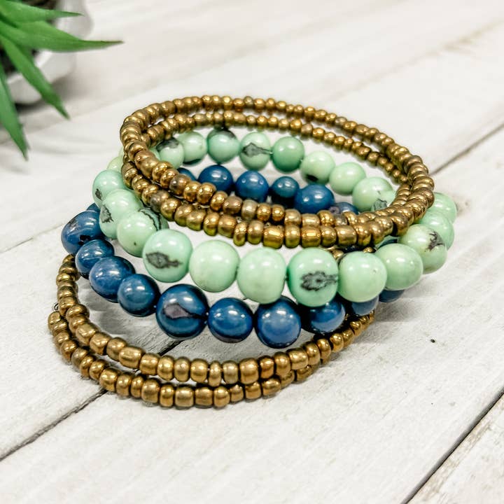 Madison Wrap Bracelet - Navy/Mint for wholesale by Costa Sierra