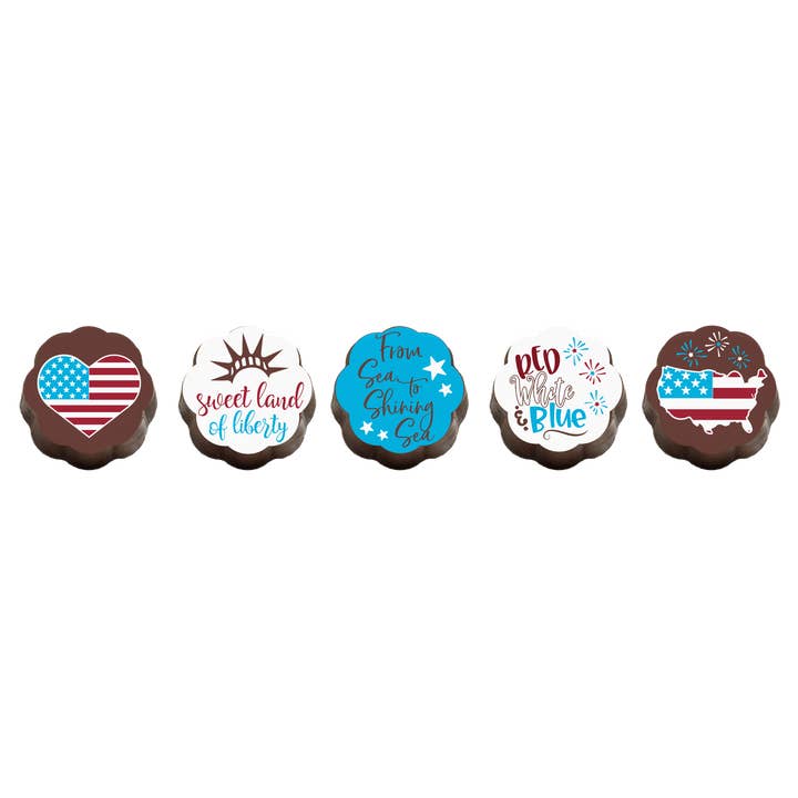 Chouquette - Wholesale Chocolate Covered Sweets - Americana Patriot Chocolate Caramels - Sweet Fourth of July!2