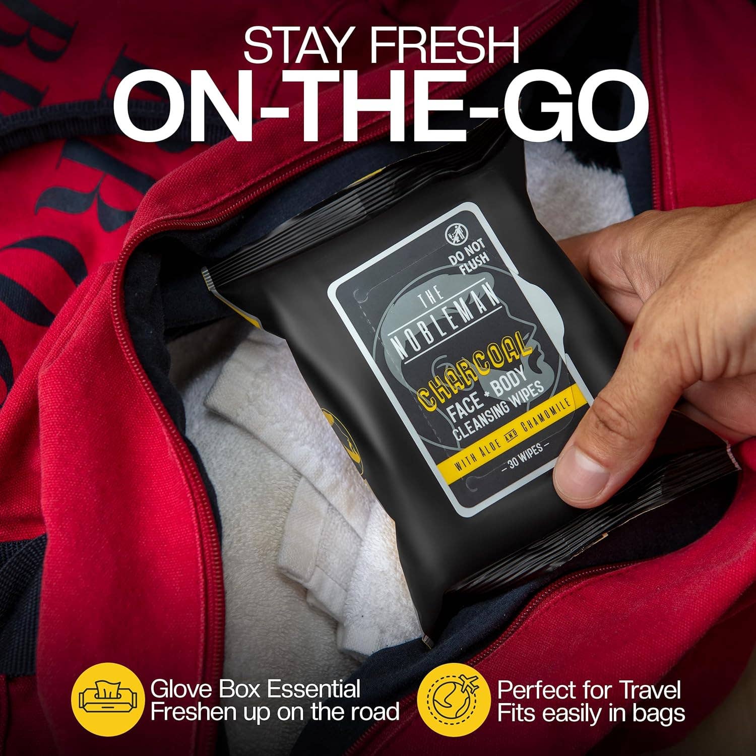 Innovarix - Wholesale Facial Cleanser - The Noblemen Charcoal Face + Body Cleansing Wipes 120 count3