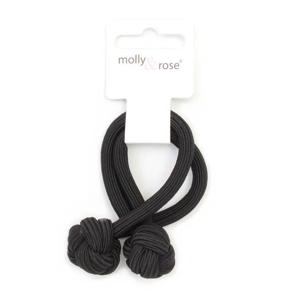 Knotted Elastic - Black - Card of 1 - 6mm thick for wholesale by Inca UK