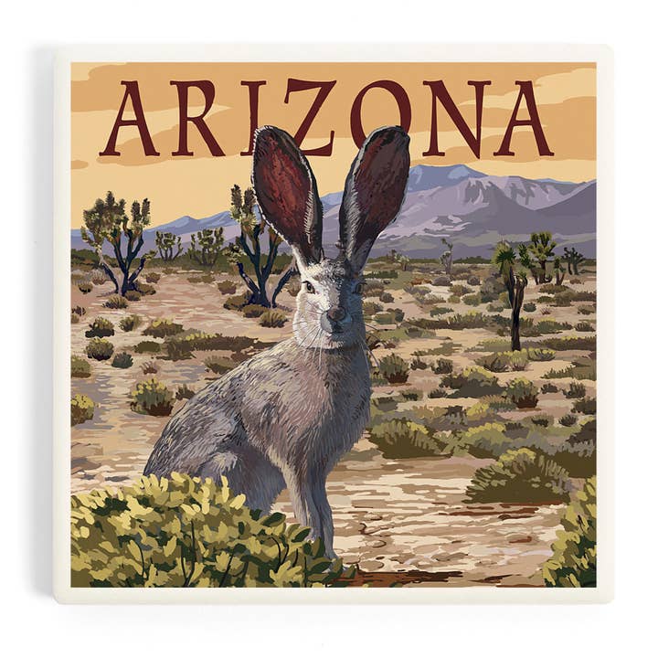 CERAMIC COASTER Arizona, Jackrabbit for wholesale by Lantern Press