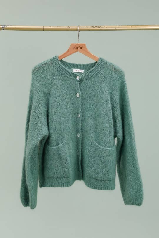 NAÏS PARIS – Cardigan - Mulher por atacado – Cardigan de gola redonda com mangas longas em kid mohair e lã9