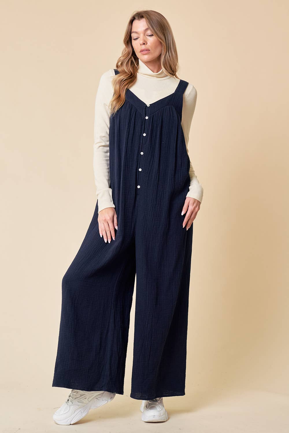 Marine Combinaison double en gaze de coton avec bouton sur le devant - 27058R en vente sur Faire1