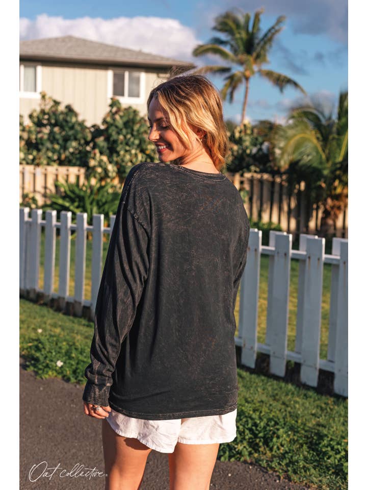 OAT COLLECTIVE - Wholesale Screen Printed T-Shirt - Women's - IN MY SOURDOUGH ERA. Mineral Washed Long Sleeve Graphic Top9