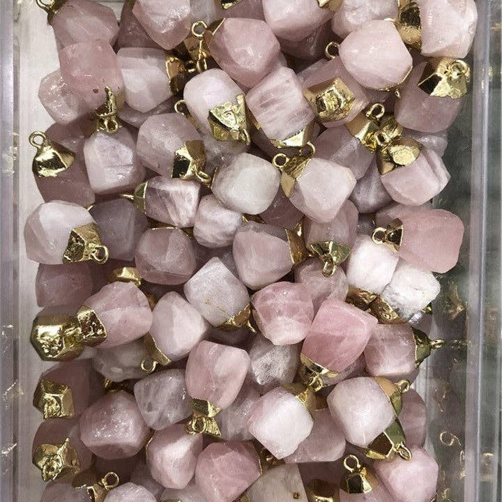 Perimade & Co. LLC - Wholesale Pendant/Charm Necklace - Natural Crystal Raw Stone Healing Necklace in Solid Copper0