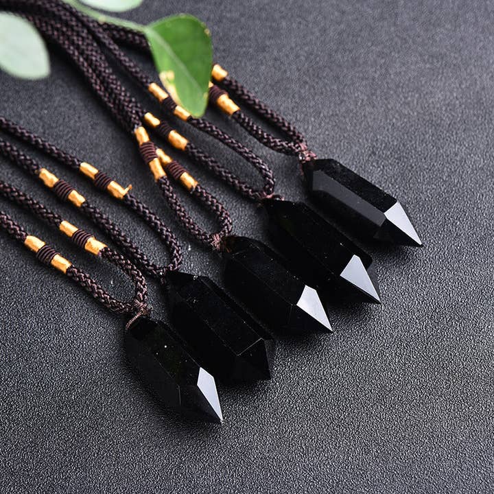 Moon Rituals - Wholesale Pendant/Charm Necklace - Natural Black Obsidian Necklace - 4-5cm