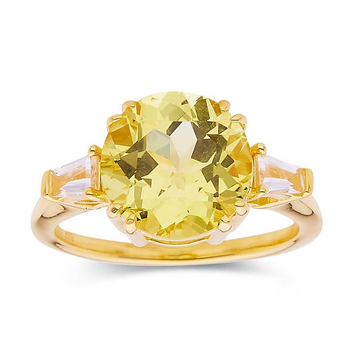 Gold Plated Silver Yellow Sapphire & Topaz Solitaire Ring for wholesale by FCJ Jewelry LLC