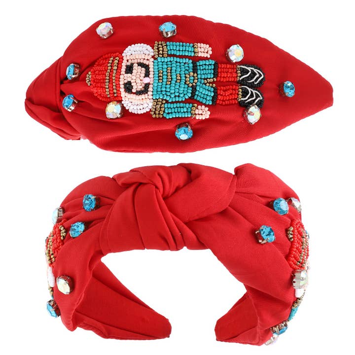 SP Sophia Collection - Wholesale Fashion Headband - Women's - Nutcracker Jeweled Knotted Christmas Headband