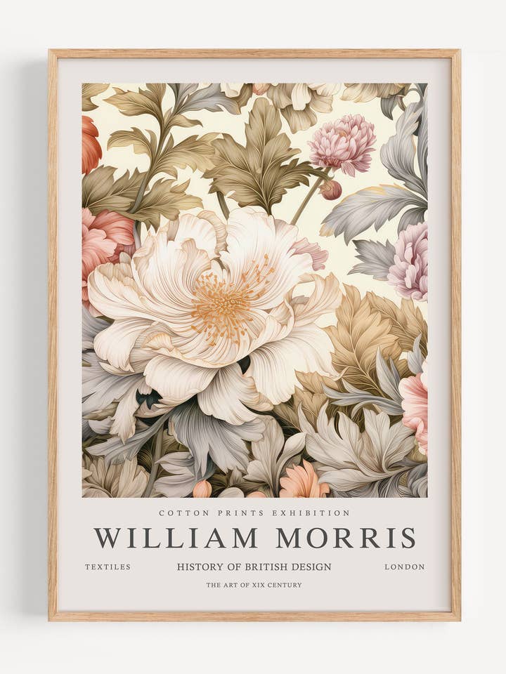 William Morris Neutral Floral Pattern I53-64 for wholesale by Peardrop Prints