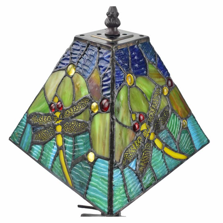 HomeRoots – wholesale Accent/desk lamp – 15" Tiffany Style Yellow Dragonflies Jeweled Table Lamp3