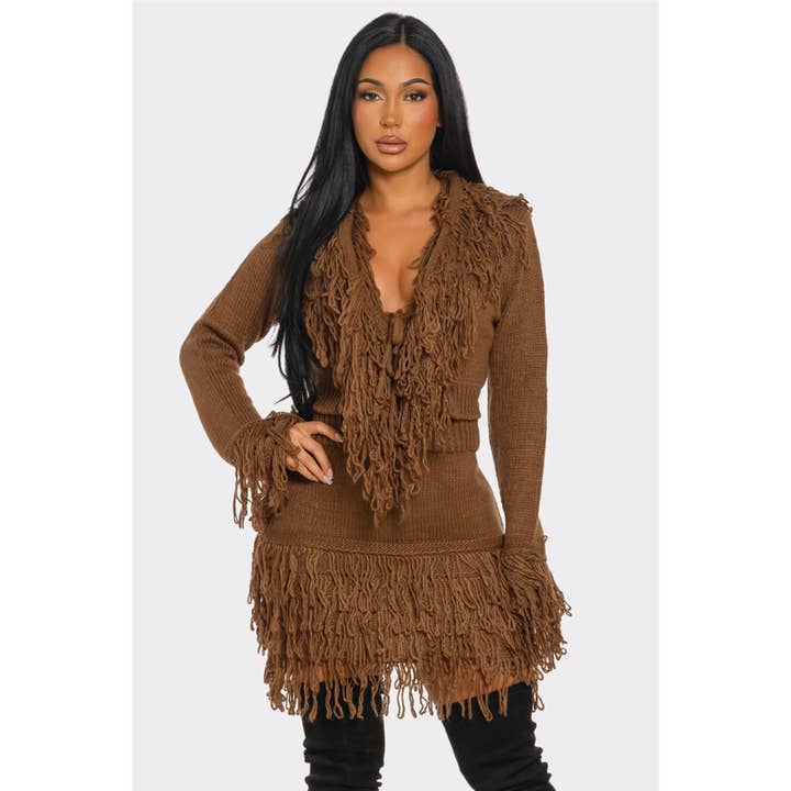 HiteJeans - Wholesale Top & Skirt Set - Women's - Fringe Knit Two Piece Set4