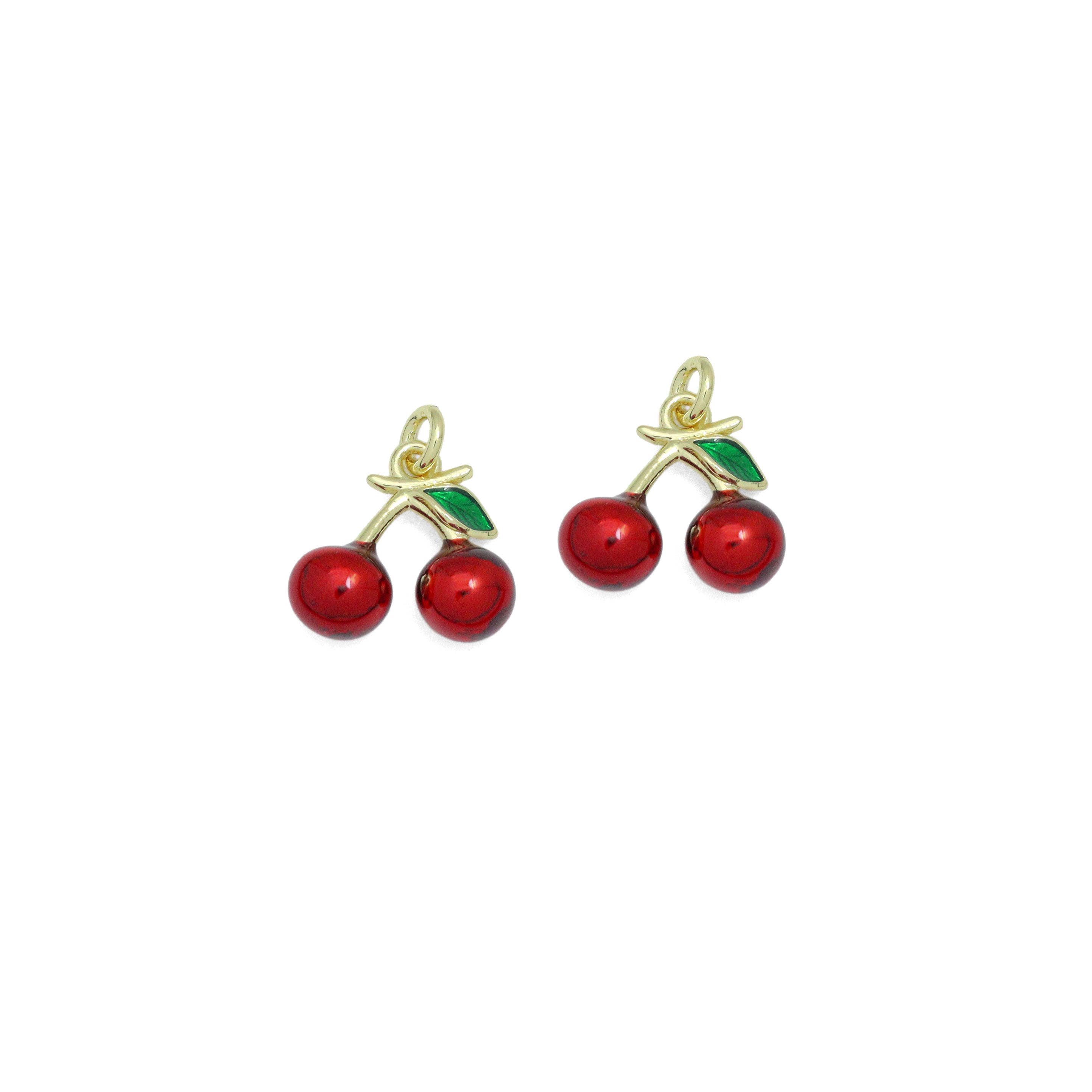 BestBeads&Beyond - Wholesale Individual Charm/Pendant - Enamel Cherry Charm, Sku#Y5771